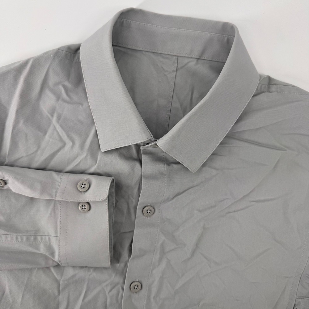 Lululemon Commission Button Down Shirt Mens S Grey Long Sleeve Technical Stretch